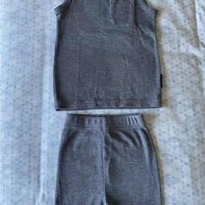 Gray Ribbed Tank and Shorts Set